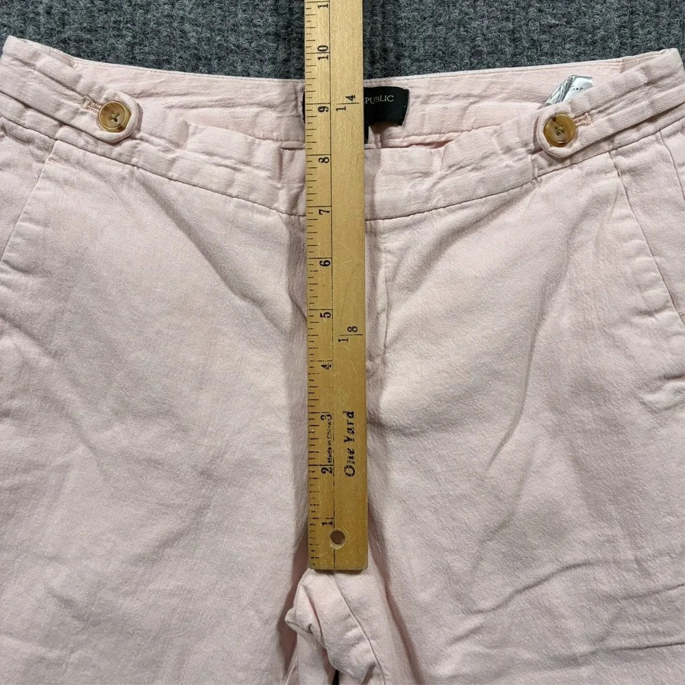 Banana Republic Avery Womens Pants Petite Size 2P Peach Linen Blend Low Rise‎